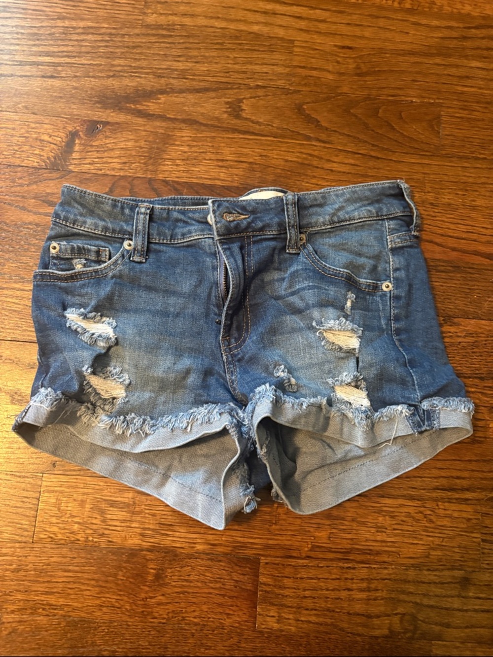 Celebrity Pink Distressed Blue Denim Cutoff Shorts